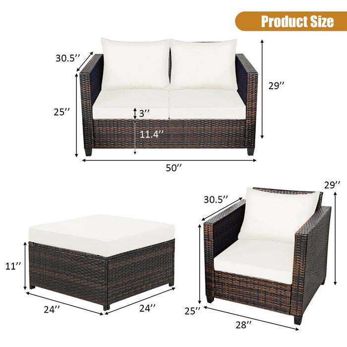 5 Pcs Patio Cushioned Rattan Furniture Set - Cool Stuff & Accessories