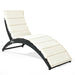 Folding Patio Rattan Portable Lounge Chair Chaise with Cushion/Beige - Cool Stuff & Accessories