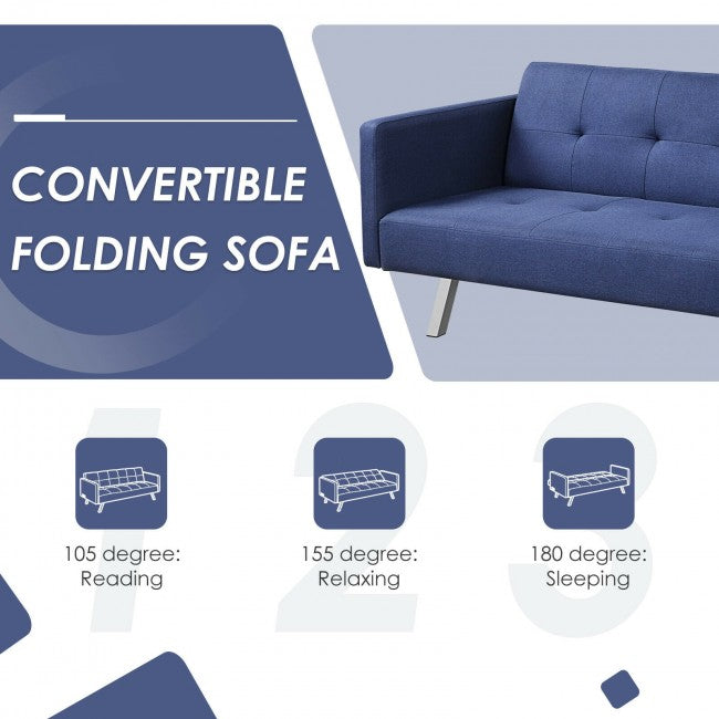 Convertible Futon Sofa Bed/Blue
