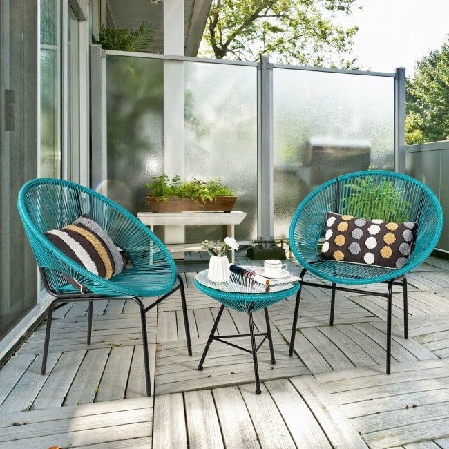 3 Pieces Patio Acapulco Bistro Set Turquoise Cool Stuff Accessories