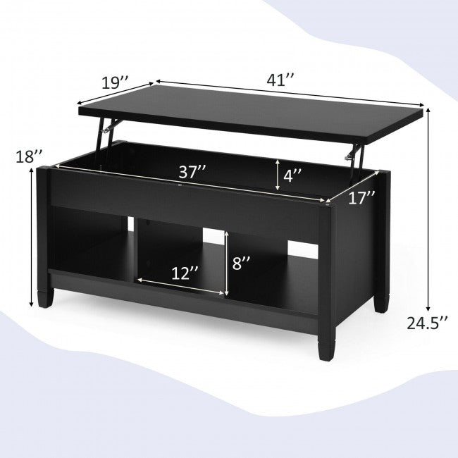 Lift Top Coffee Table with Hidden Storage Compartment/Black