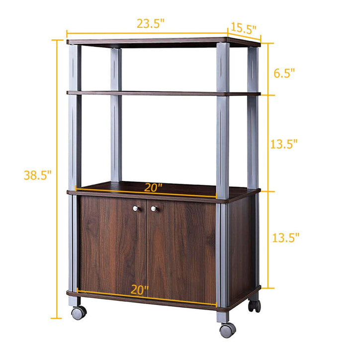 Multifunctional Rolling Kitchen With 2 Tier Shelf and Cabinet