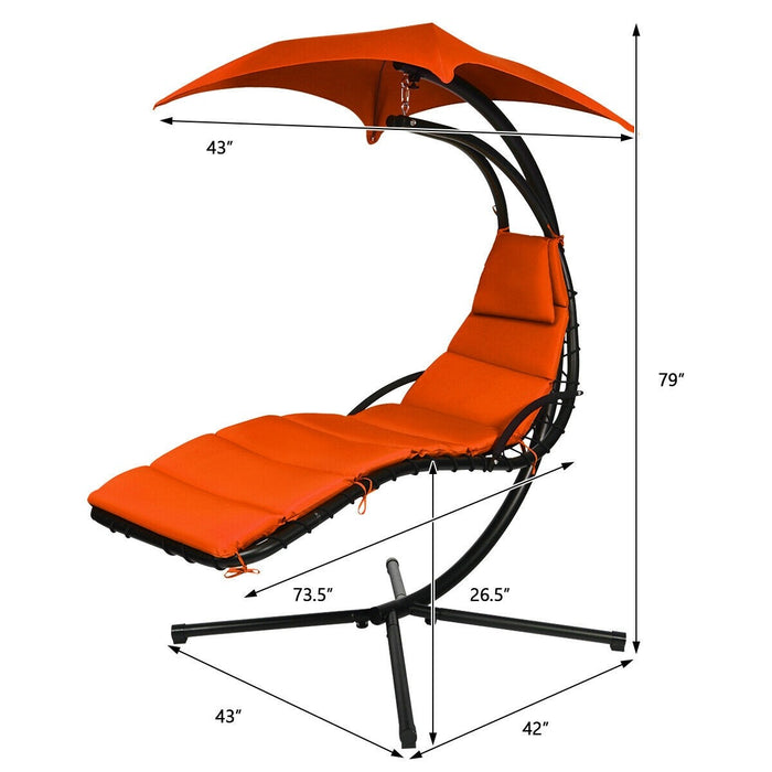 Hanging Stand Chaise Lounger Swing Chair with Pillow/ Orange - Cool Stuff & Accessories