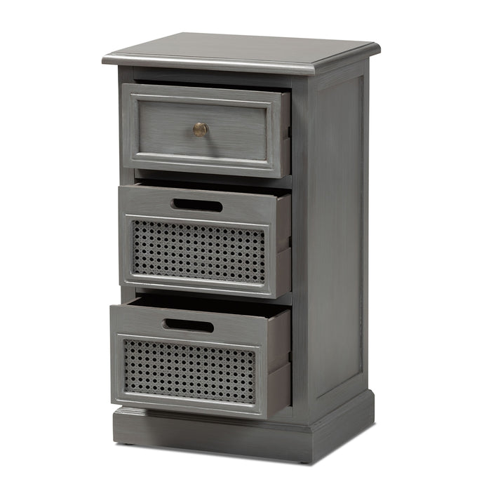 Sheldon Vintage Synthetic Rattan 3 Drawer Nightstand - Cool Stuff & Accessories