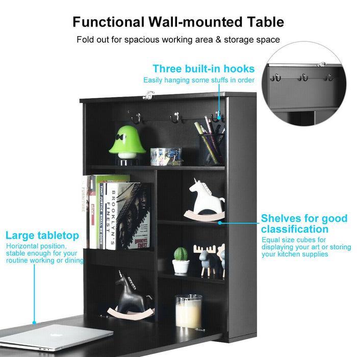 Convertible Wall Mounted Table with A Chalkboard/Black - Cool Stuff & Accessories