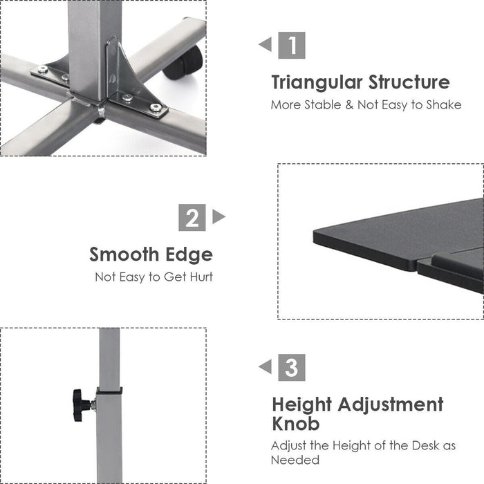Adjustable Angle Height Rolling Laptop Table - Cool Stuff & Accessories