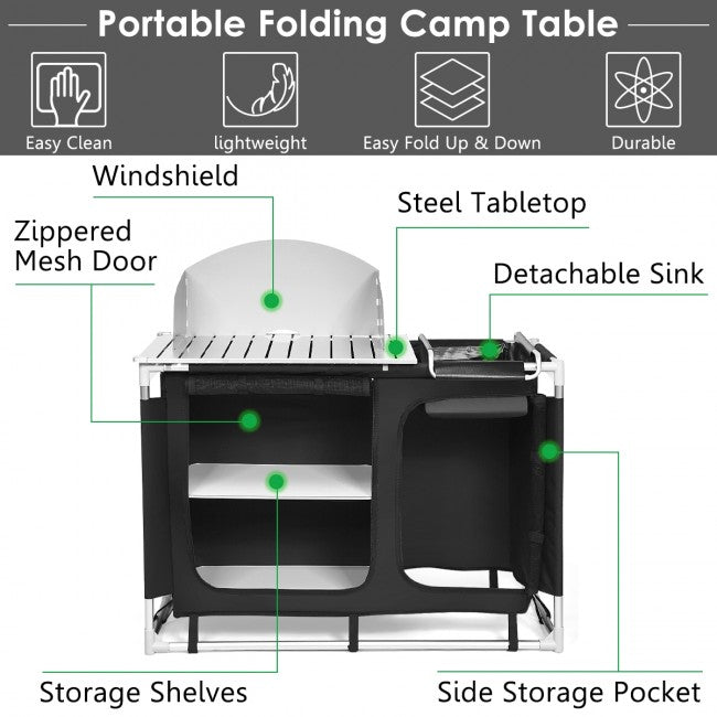 Portable Camp Kitchen and Sink Table
