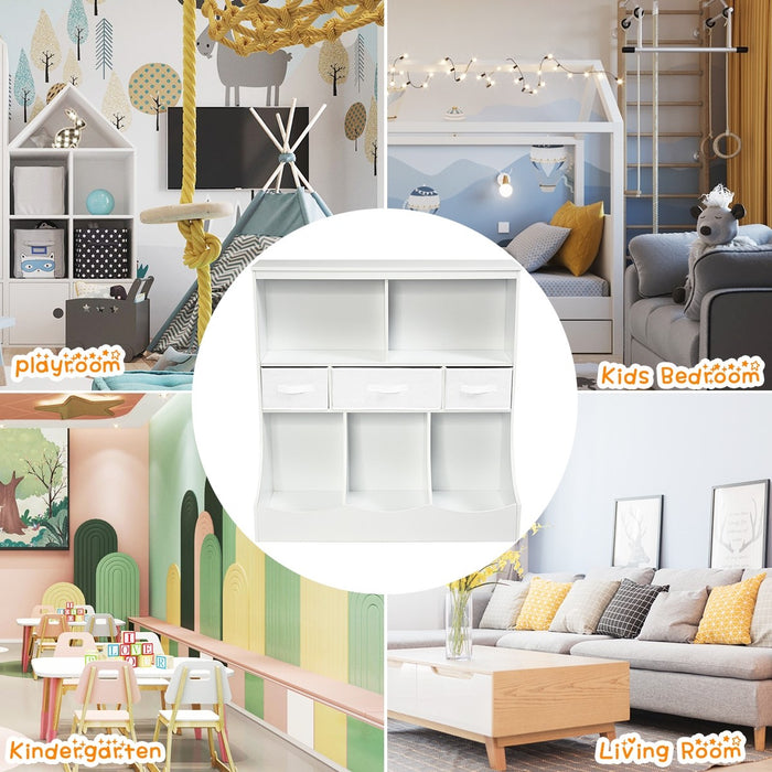 Freestanding Combo Cubby Bin Storage Organizer Unit W/3 Baskets/ White - Cool Stuff & Accessories