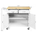 Modern Rolling Kitchen Cart Island with Wooden Top/ White - Cool Stuff & Accessories