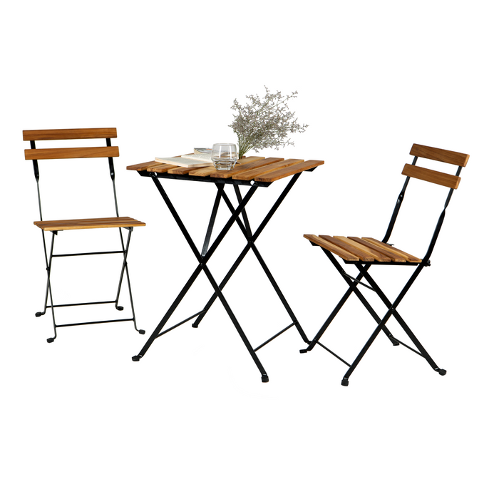 Solid Teak Wood Bistro Set Folding Table And Chair /Navy