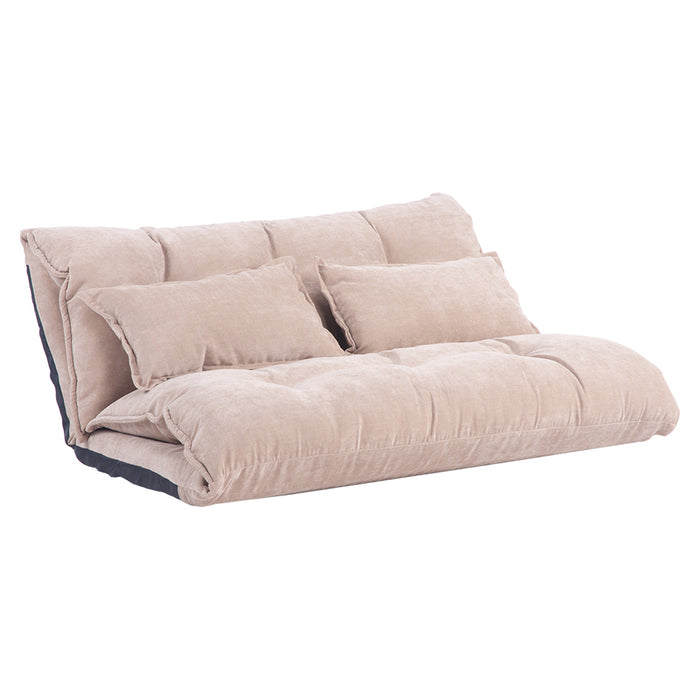 Lazy Adjustable Folding Futon Sofa/ Beige