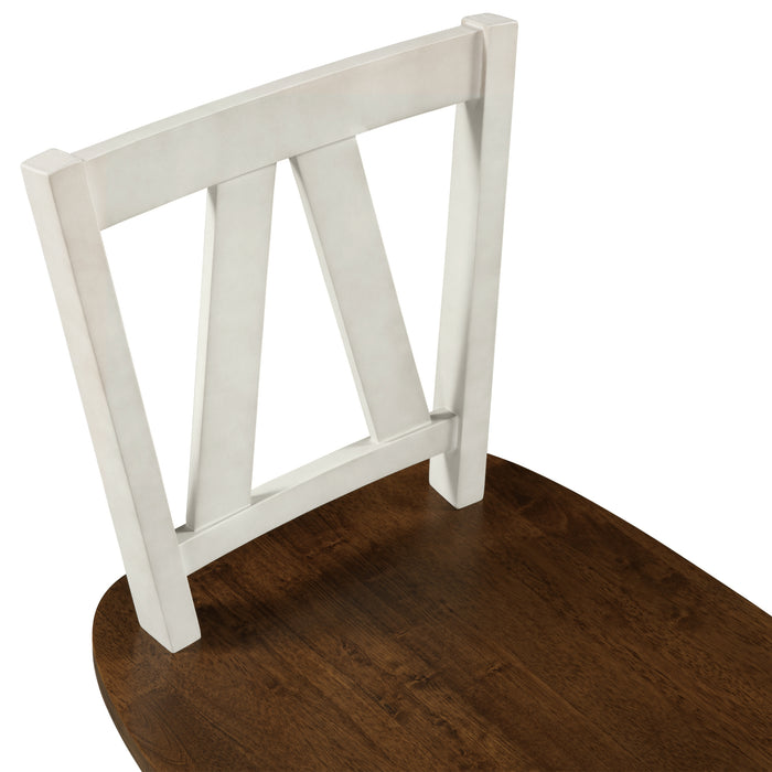 Farmhouse 3 Piece Counter Height Dining Table Set/ Walnut/ White
