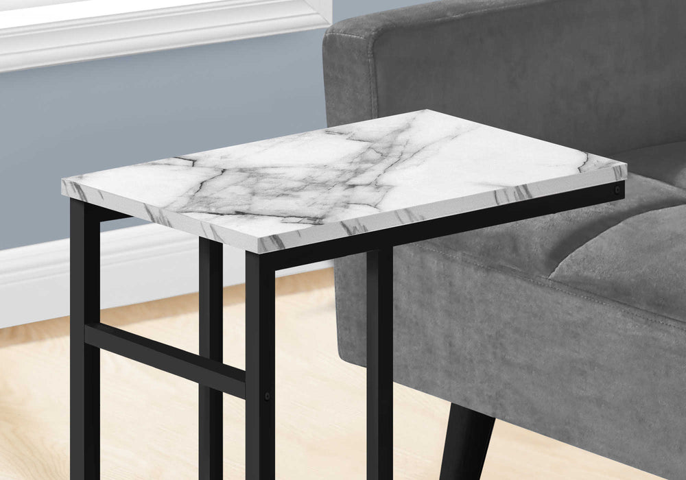 Modern Accent Table 24"H/White Marble/Black Metal