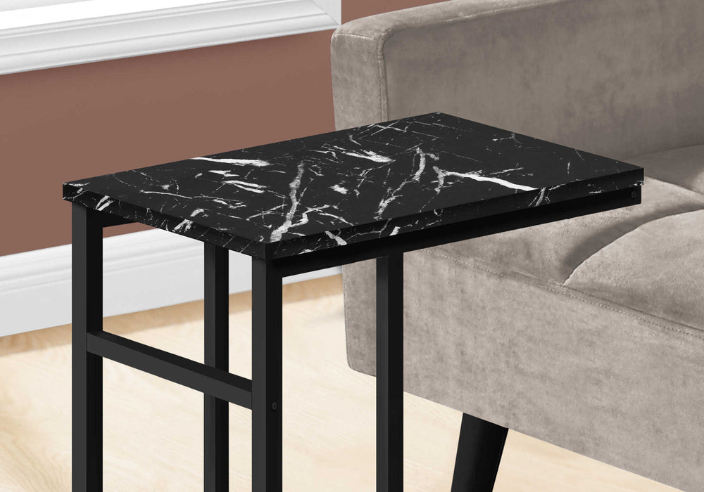 Modern Accent Table 24"H/Black Marble/Black Metal