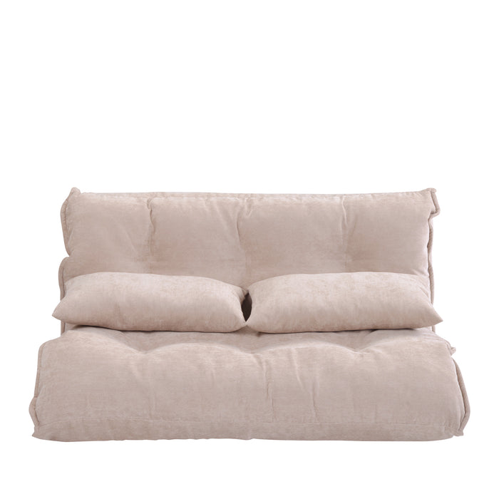 Lazy Adjustable Folding Futon Sofa/ Beige