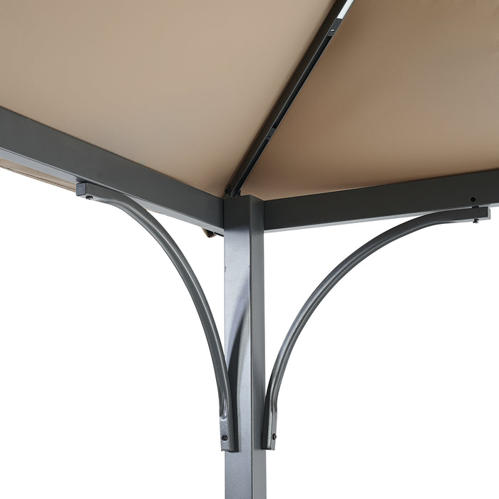 Patio 9. 8ft.L x 9. 8ft.W Gazebo with Extended Side Shed, Brown