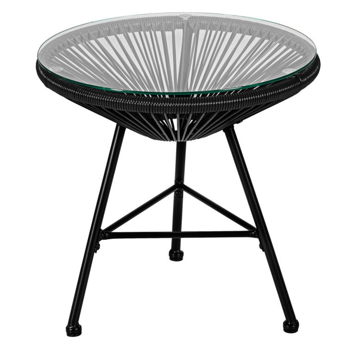 3 Pieces Patio Acapulco Bistro Set/Black