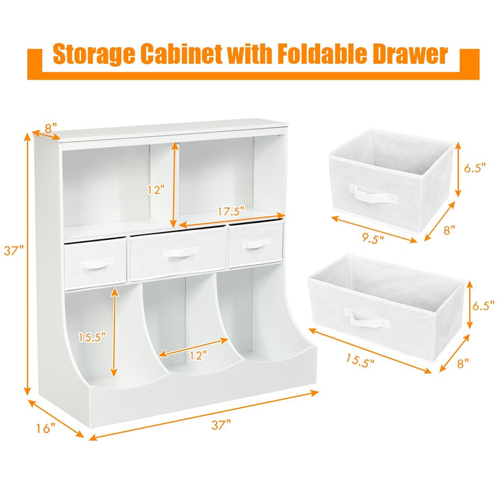 Freestanding Combo Cubby Bin Storage Organizer Unit W/3 Baskets/ White - Cool Stuff & Accessories