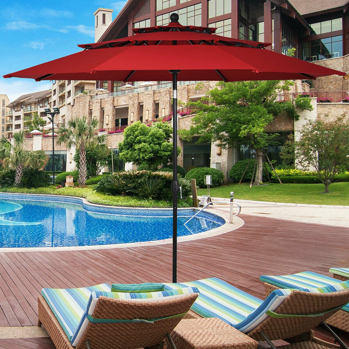 10 ft double vented patio umbrella 10ft 3 Tier Outdoor Patio Umbrella with Double Vented Burgundy