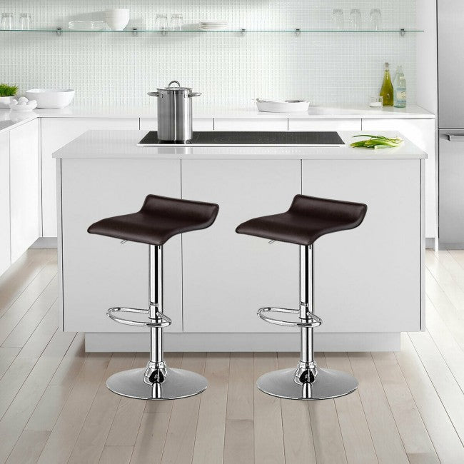PU Leather Backless Bar Stools Set Of 2/Coffee