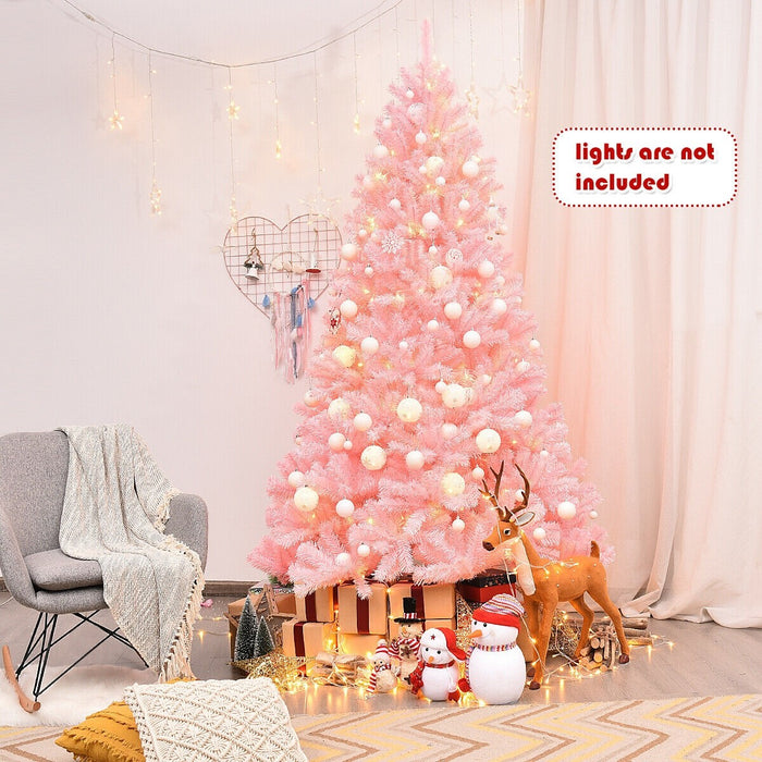 7.5 Feet Hinged Artificial Pink Christmas Tree