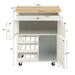 Kitchen Cart with Rubber Wood Top 3 Tier Wine Racks 2 Cabinets/White - Cool Stuff & Accessories