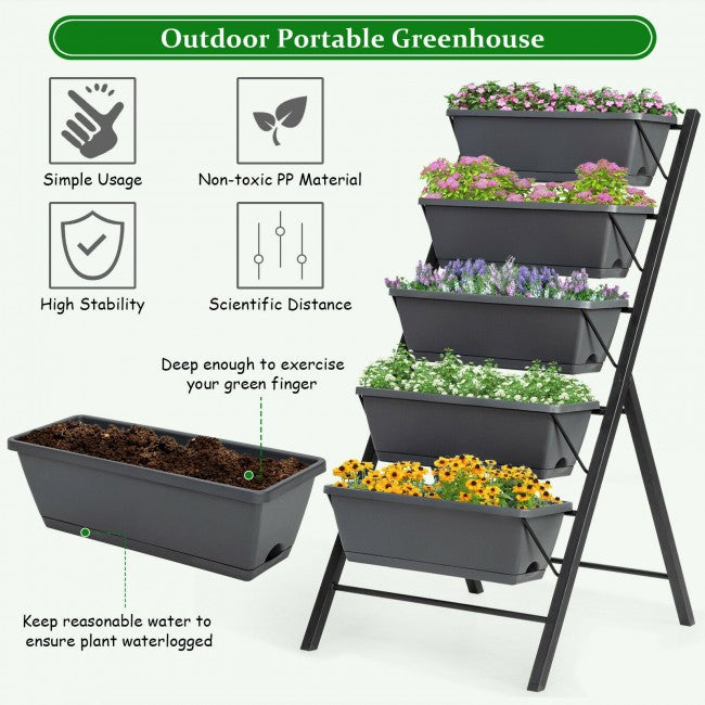 4 ft Vertical Raised Garden Bed with 5 Tiers/ Grey