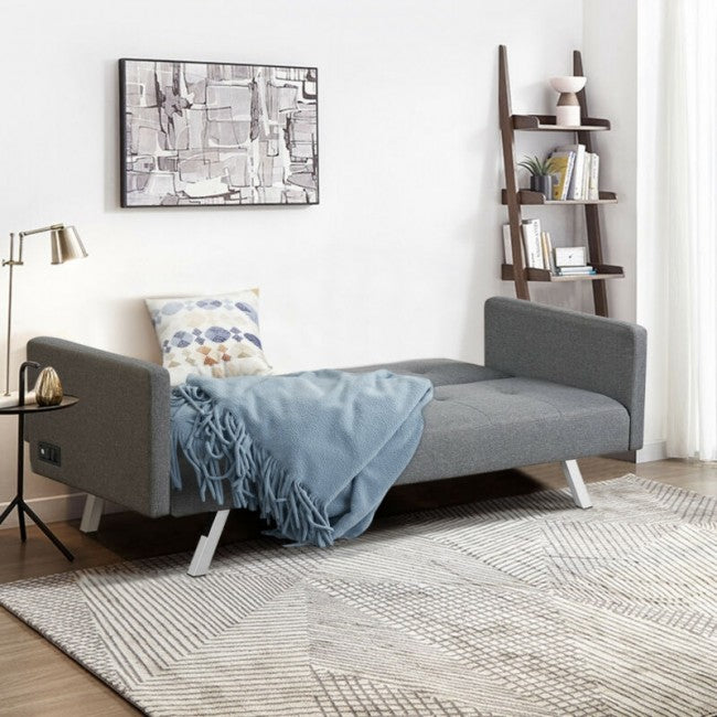 Convertible Futon Sofa Bed/Grey
