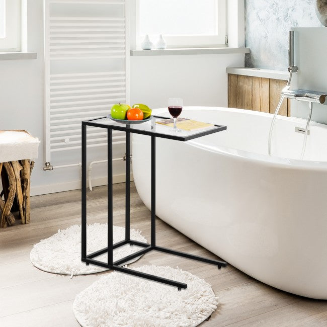 End Table Coffee Side Table with Glass Top