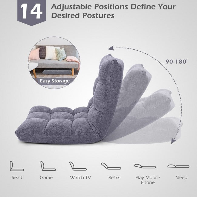 14 Position Adjustable Cushioned Floor Chair/Grey
