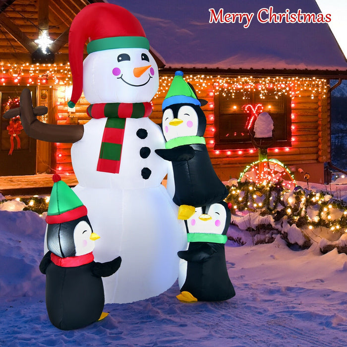 6 Feet Christmas Quick Inflatable Snowman with Penguins