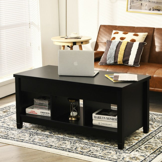 Lift Top Coffee Table with Hidden Storage Compartment/Black