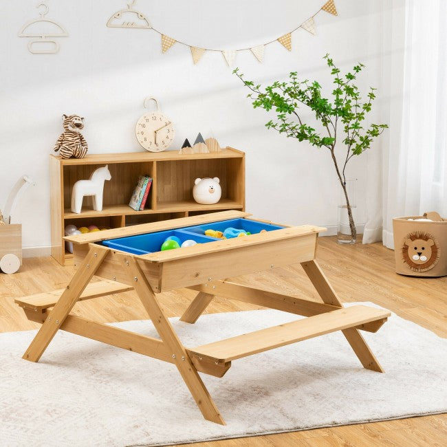 3 in 1 Kids Picnic Table Outdoor/Brown