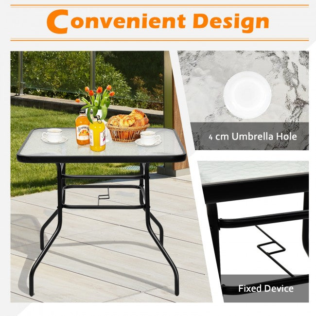 32 Inch Patio Frame Square Table/ Black