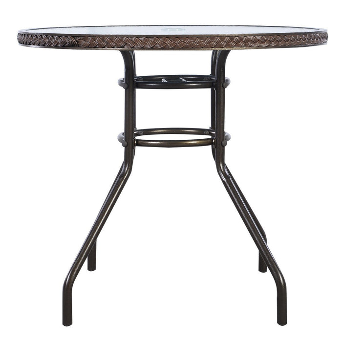 Patio Steel Round Table with Umbrella Holes for Outdoor - Cool Stuff & Accessories