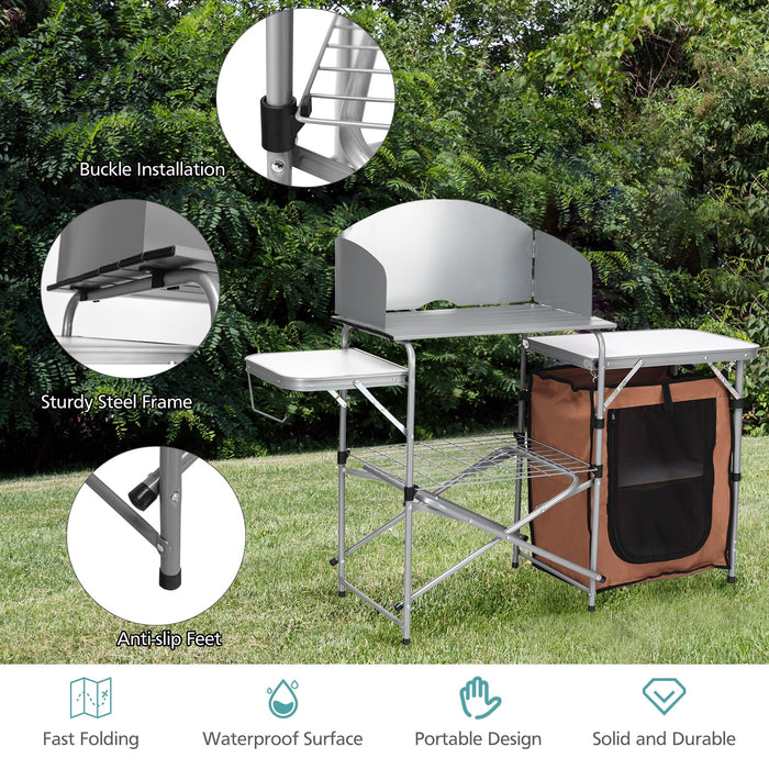 Foldable Outdoor BBQ Grilling Table With Windscreen Bag - Cool Stuff & Accessories