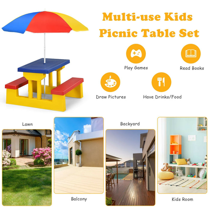 Kids Picnic Folding Table and Bench with Umbrella/ Yellow - Cool Stuff & Accessories