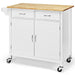 Modern Rolling Kitchen Cart Island with Wooden Top/ White - Cool Stuff & Accessories