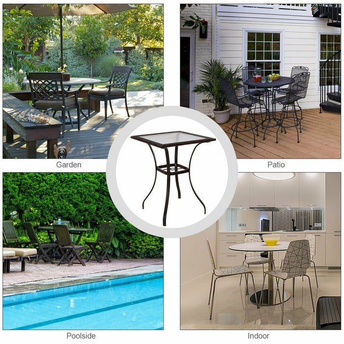 28.5'' Outdoor Patio Square Glass Top Table with Rattan Edging - Cool Stuff & Accessories