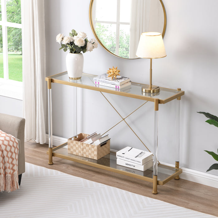 Acrylic Glass Console Table/ Gold