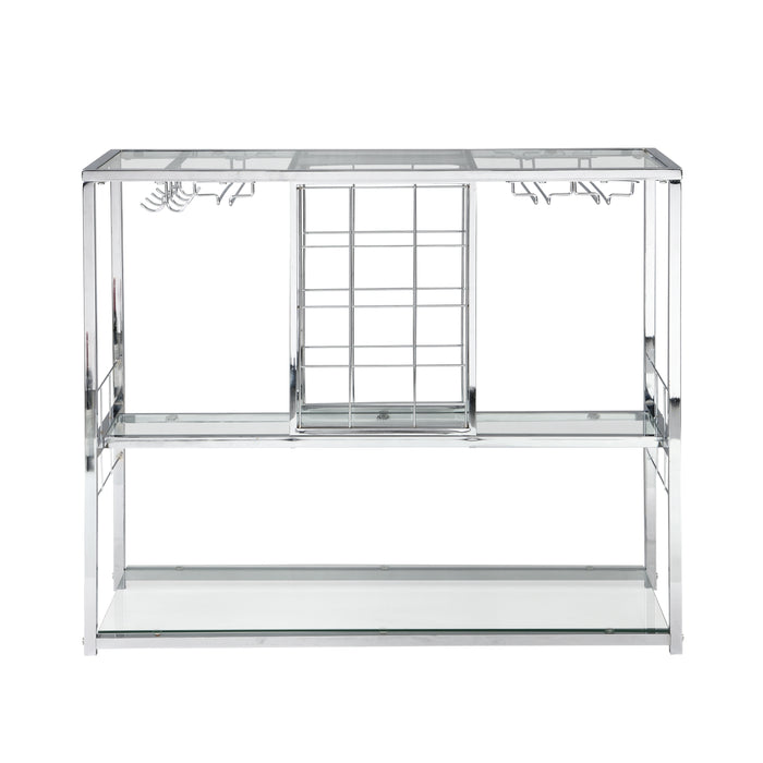3 Tier Kitchen Trolley with Tempered Glass Shelves/ Chrome