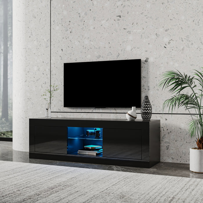 Tv Cabinet With Color Changing Light Strip/Black