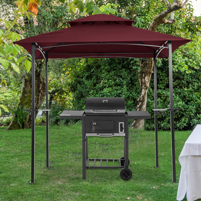 Outdoor Grill Gazebo 8 x 5 Ft, Shelter Tent Burgundy