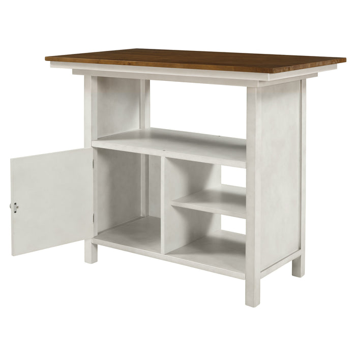 Farmhouse 3 Piece Counter Height Dining Table Set/ Walnut/ White