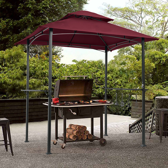 Outdoor Grill Gazebo 8 x 5 Ft, Shelter Tent Burgundy