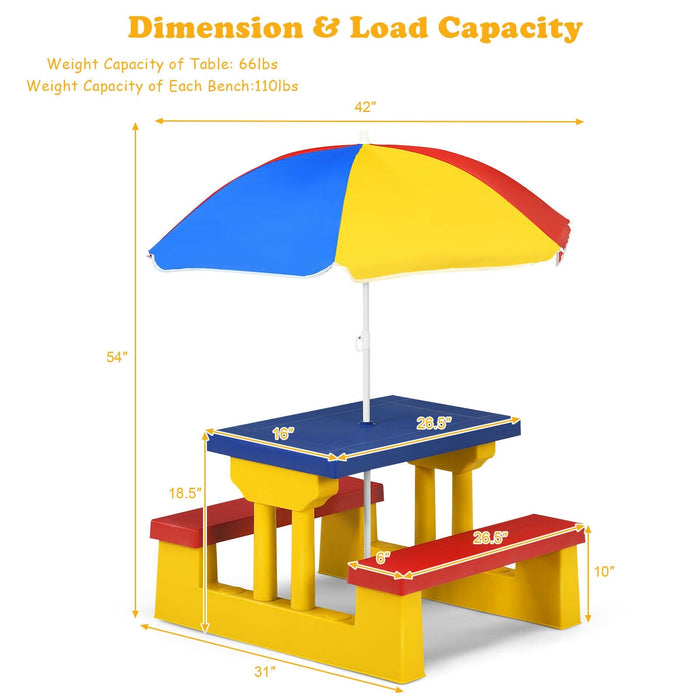 Kids Picnic Folding Table and Bench with Umbrella/ Yellow - Cool Stuff & Accessories