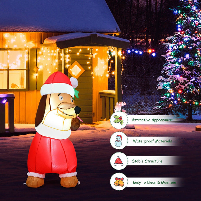 5 Feet Inflatable Christmas Dog with LED Lights