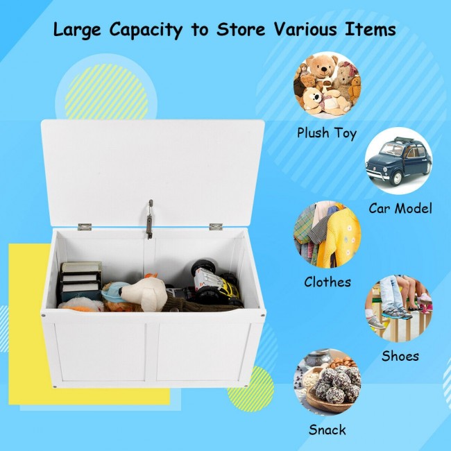 Wooden Chest Organizer Toy Storage Box/White