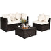 4 Pcs Ottoman Garden Deck Patio Rattan Wicker Furniture Set Cushioned Sofa - Cool Stuff & Accessories
