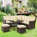 6 Pcs Patio Rattan Dining Sofa Funiture Set - Cool Stuff & Accessories